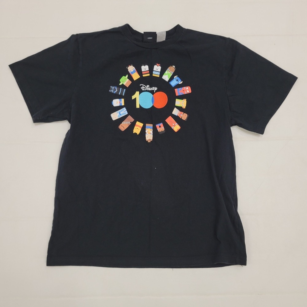 Walt Disney 100 Unified Characters Short Sleeve Graphic Black T Shirt Men Sz M